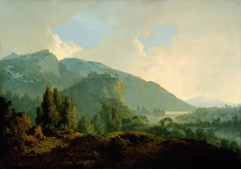 Italian Landscape with Mountains and a River — Joseph Wright of Derby