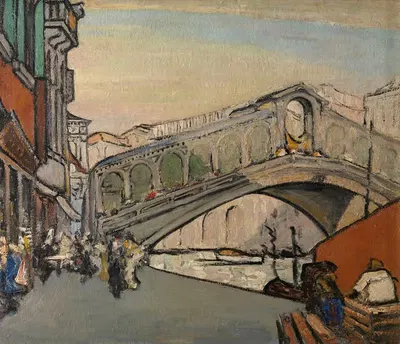The Rialto Bridge in Venice by Jules Schmalzigaug, 1913 — digital art print download