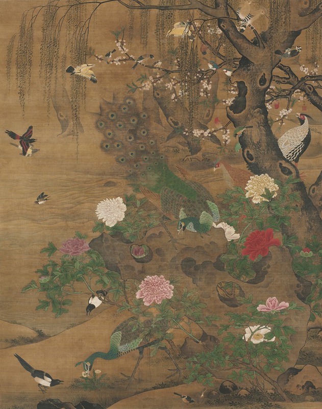 Birds Gather under the Spring Willow by Yin Hong — digital art print download