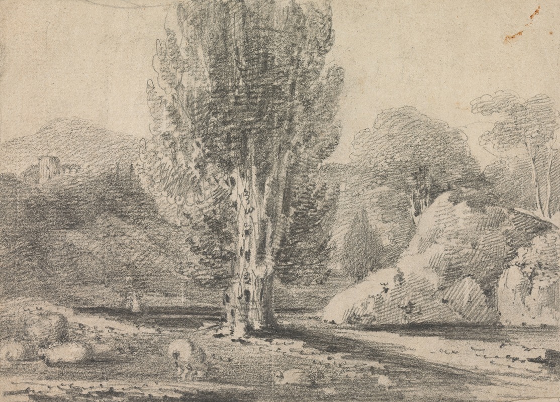 Landscape Study with Tall Tree and Sheep by Rev. William Warren Porter — digital art print download