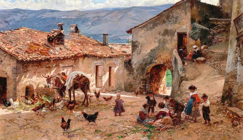 Дети играют в Антиколи Коррадо by Мариано Барбасан Лагеруэла, 1907 — digital art print download