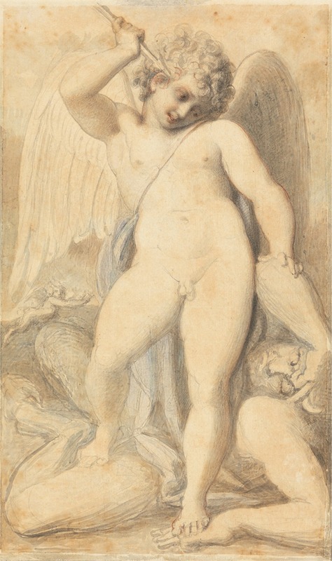 Cupid Overpowering a Satyr by Ричард Косвэй — digital art print download