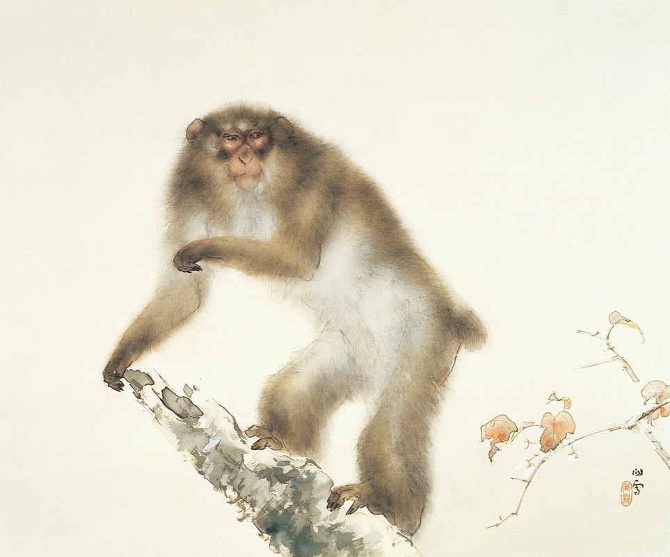 Old Monkey with Cherry in Autumn by Hashimoto Kansetsu, 1938 — digital art print download