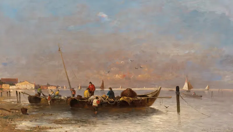 Рыбаки в Венеции by Адольф Кауфман, 1882 — digital art print download
