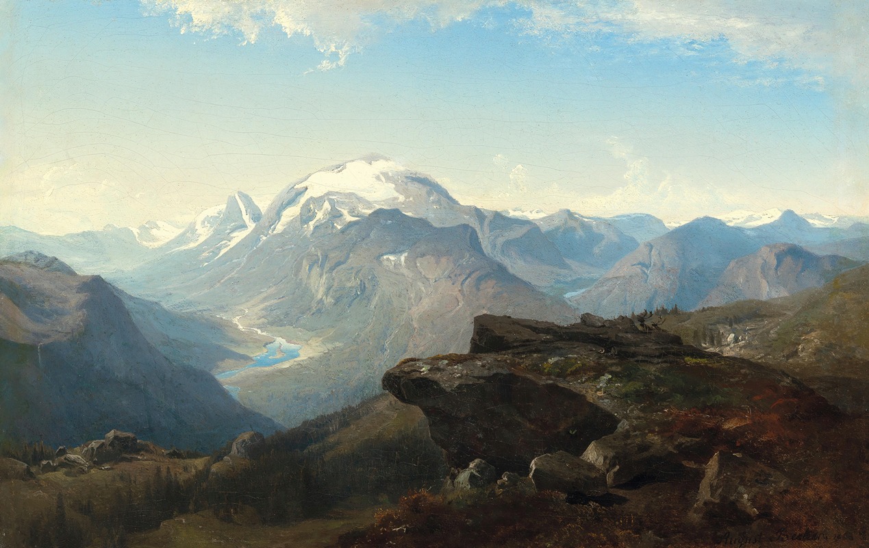Горный пейзаж by Август Беккер, 1863 — digital art print download