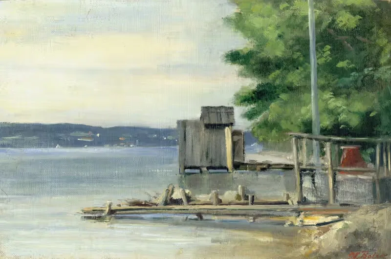 Badehütte am Starnberger See bei Ambach — Carl Bolze