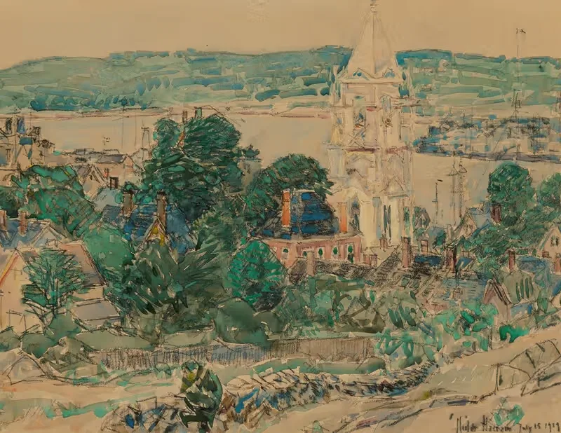 Крыша Первой баптистской церкви, Глостер, эскиз by Чайлд Хассам, 1919 — digital art print download