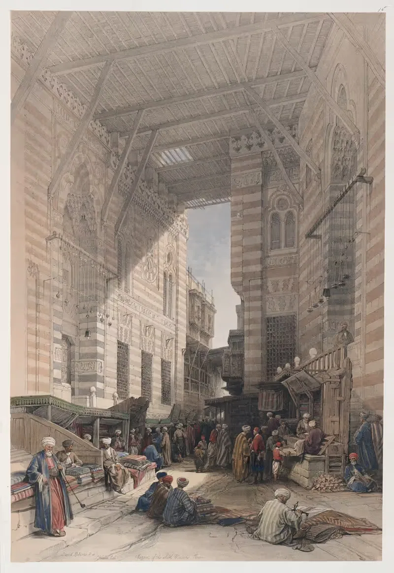 Bazaar of the silk mercers, Cairo. — David Roberts