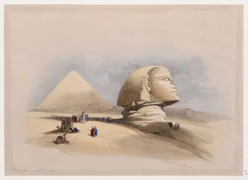 The Great Sphinx, Pyramids of Gezeeh. — David Roberts