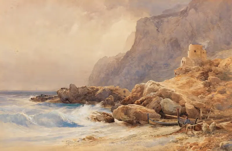Marina piccola, Capri by Edward Theodore Compton, 1874 — digital art print download