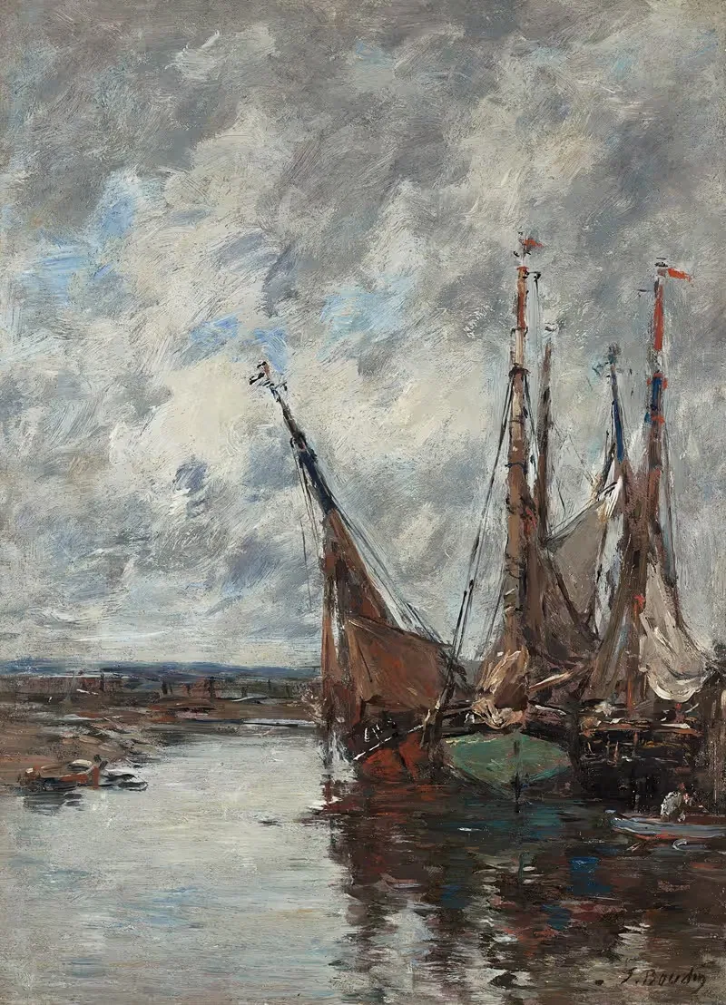 Trouville, voiliers échoués — Eugène Boudin