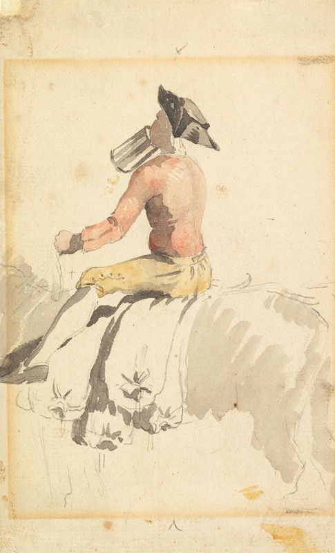A Groom on Horseback, Drinking by Самуэль Скотт — digital art print download