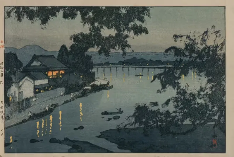 Evening on the Chikugo River by Yoshida Hiroshi, 1927 — digital art print download