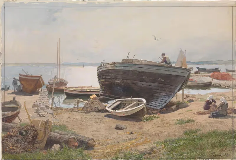 Порт на Балтийском море by Ханс Гуде, 1891 — digital art print download