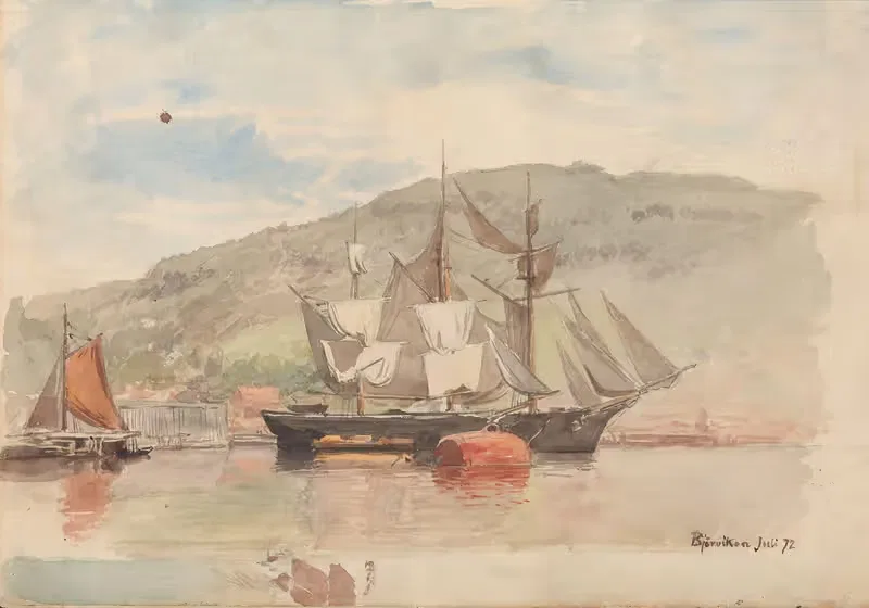 Skip i Bjørvika by Hans Gude, 1872 — digital art print download