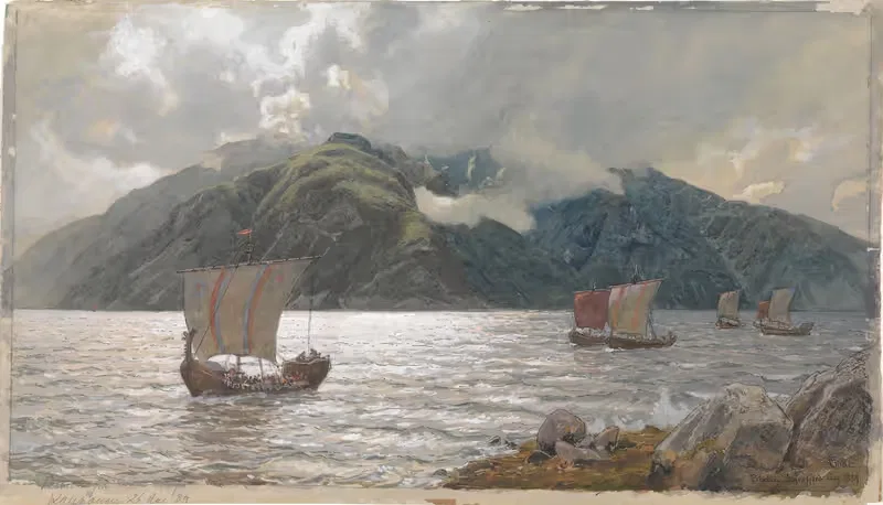 Viking Ships by Hans Gude, 1889 — digital art print download