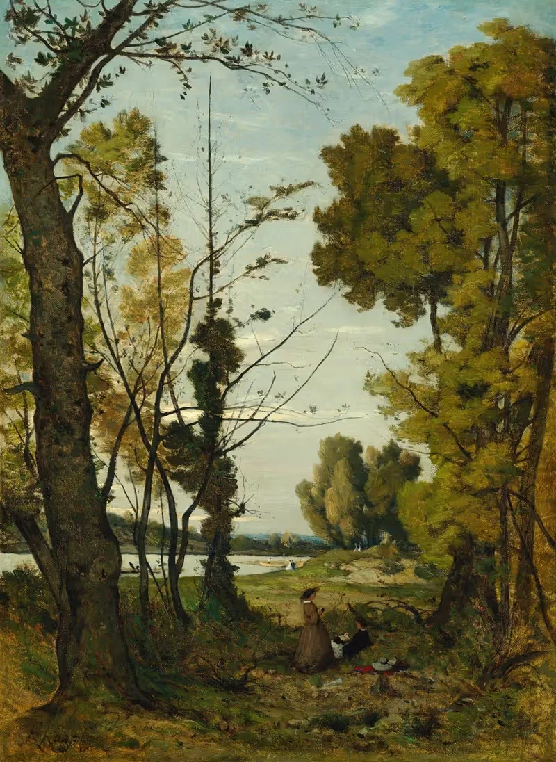 Чтение в лесу by Анри-Жозеф Арпиньи, 1861 — digital art print download