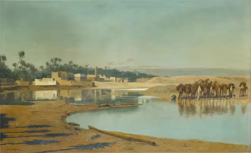 Camels Watering in the Desert — Jean-Léon Gérôme