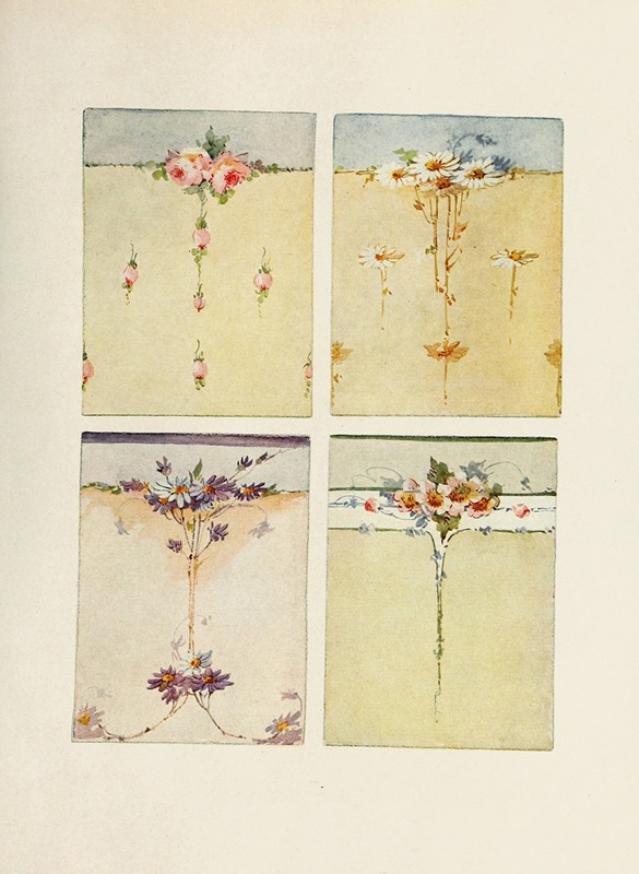Four panels in Roses and Daisies — Mrs F.C. McGaughy