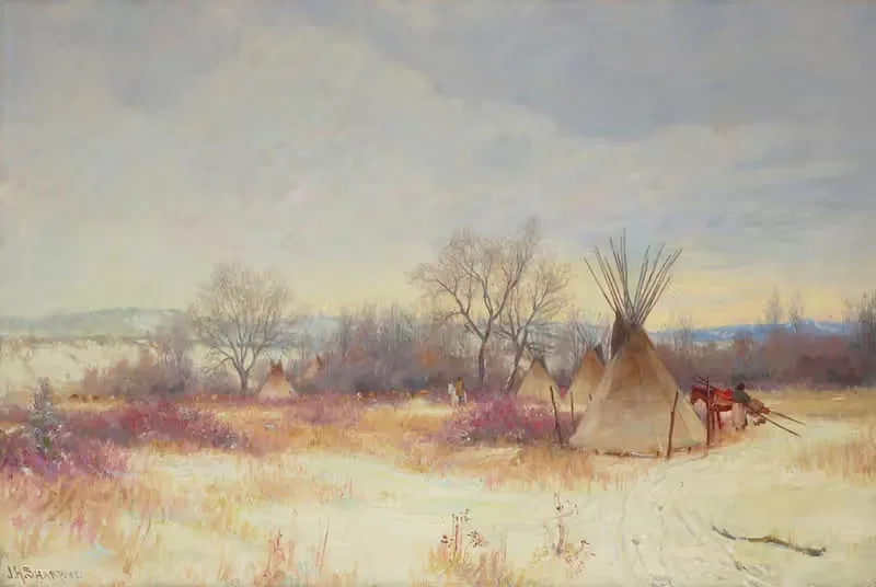 Индийский лагерь by Джозеф Генри Шарп, 1908 — digital art print download