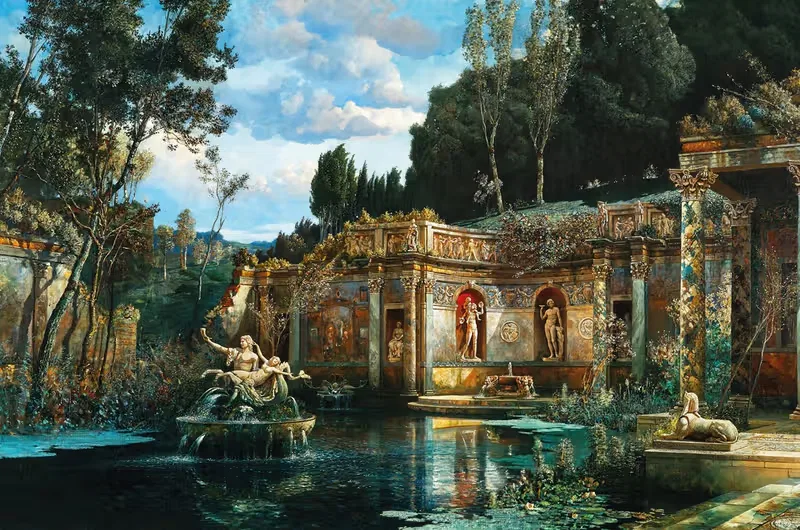 A Park Landscape with Nymphaeum, Rome — Max Röder