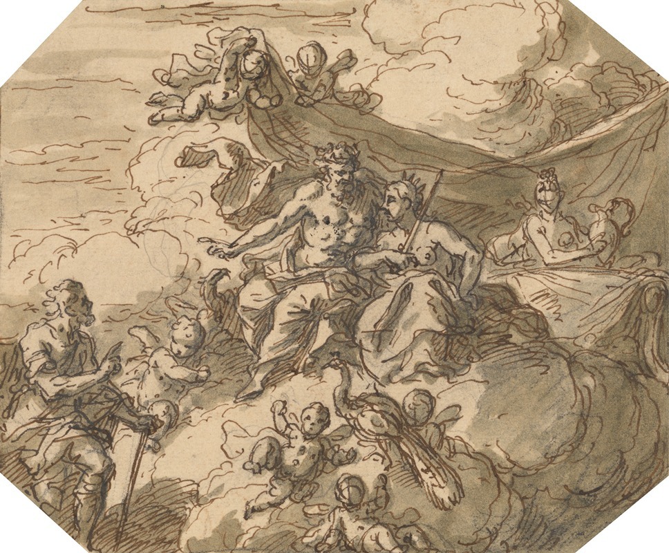 Design for a Mythological Scene, with Jupiter and Juno — Sir James Thornhill
