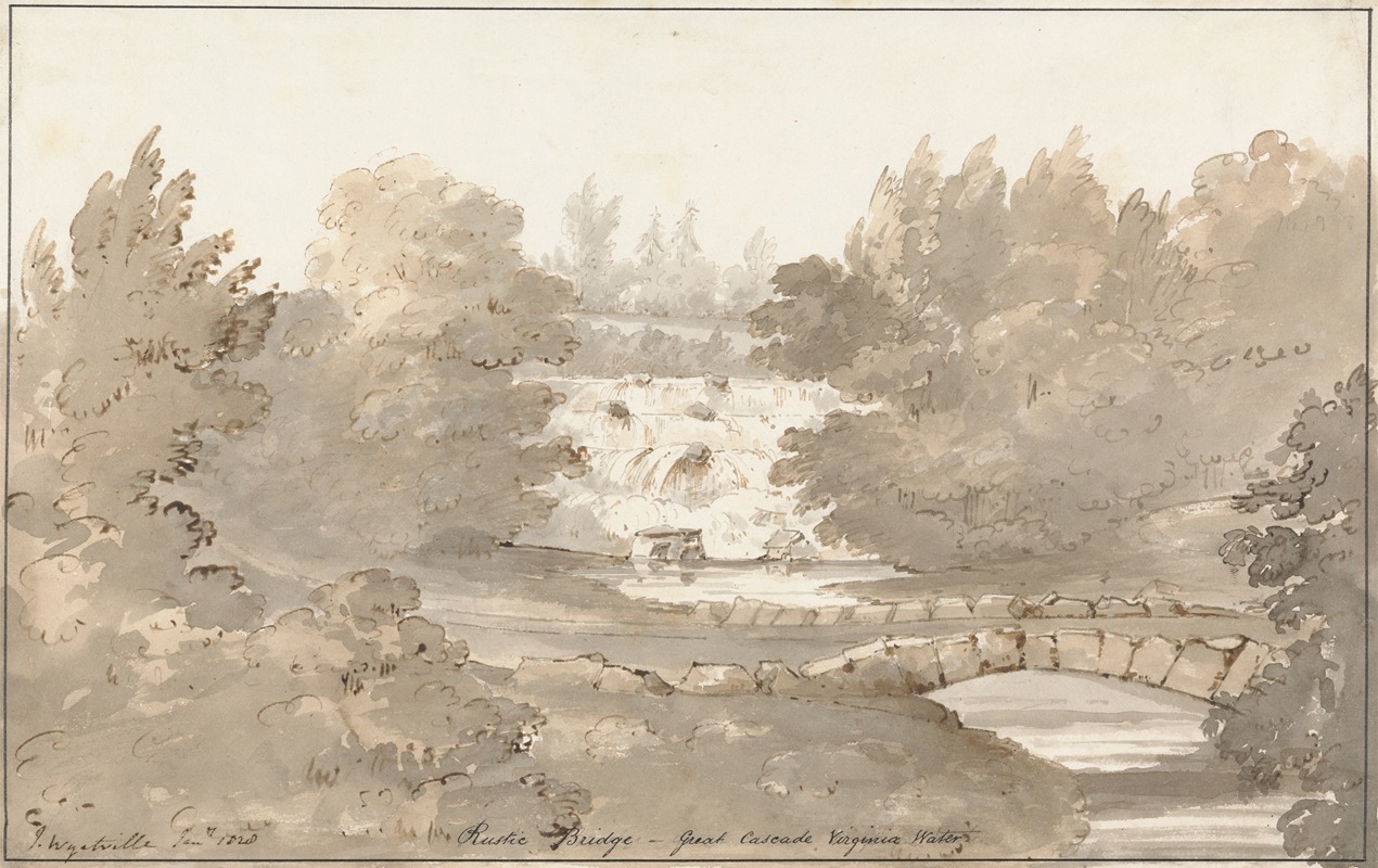 Design for Rustic Bridge below the Cascade, Virginia Water by Сэр Джеффри Уайатвилл, 1828 — digital art print download