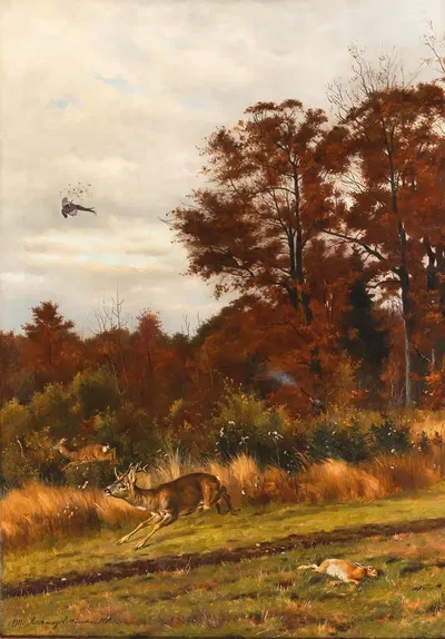 Сцена охоты на краю леса by Отто Рекнагель, 1913 — digital art print download