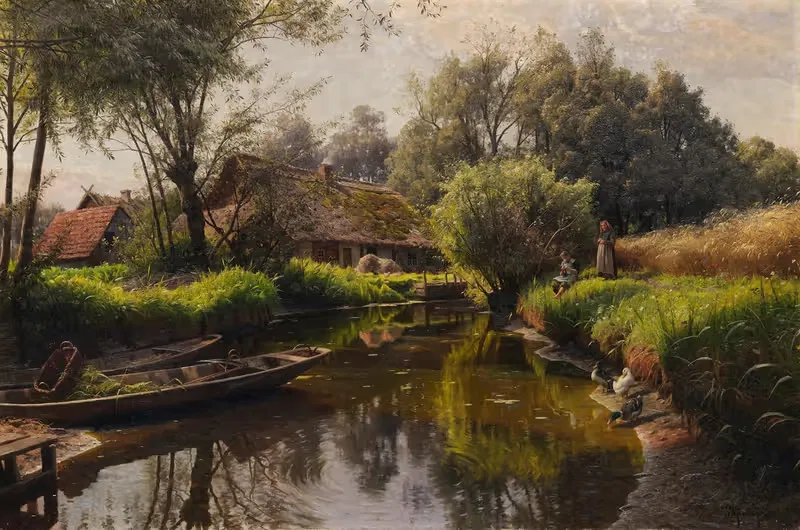 Речной пейзаж в Шпревальде by Педер Мёрк Мёнстед, 1912 — digital art print download