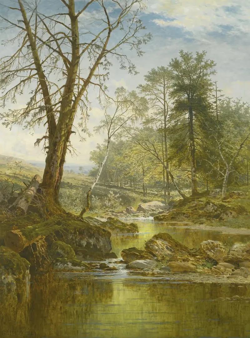 Солнечный ручей — Беардон, Дартмур by Бенджамин Уильямс Лидер, 1883 — digital art print download