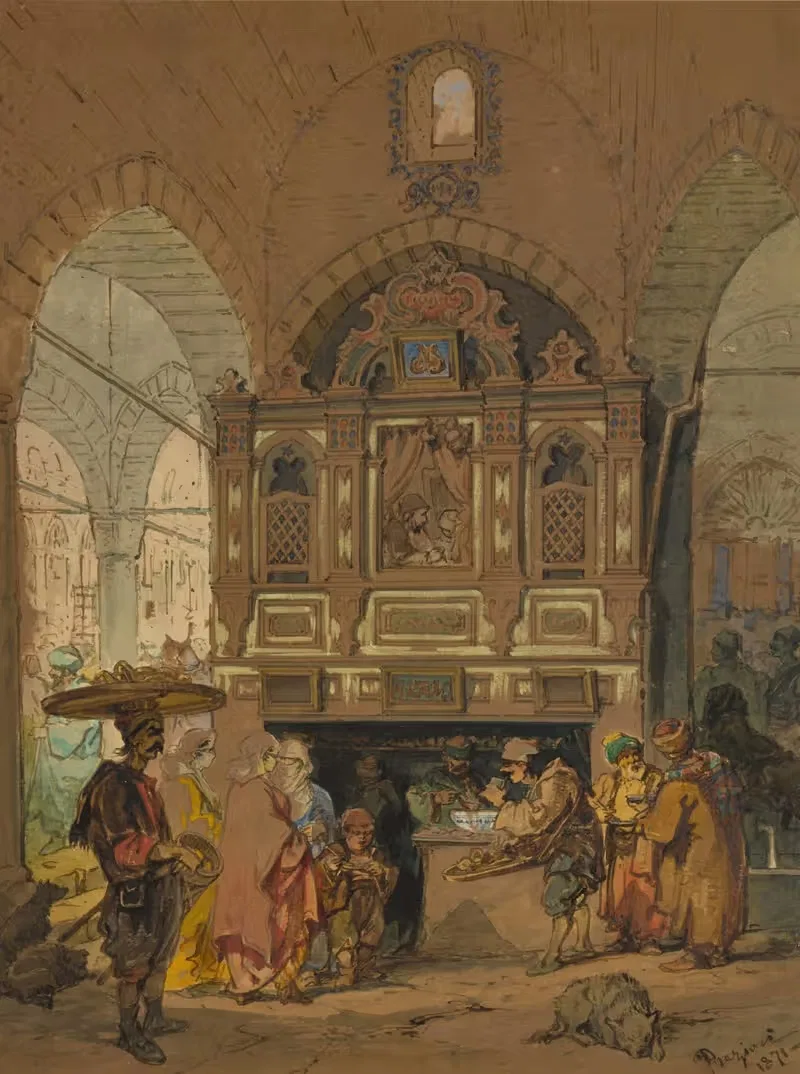 Великий базар в Константинополе by Амадео Презиози, 1871 — digital art print download