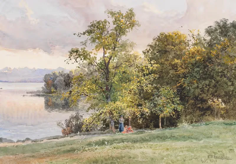 Пейзаж у Штарнбергского озера by Эдвард Теодор Комптон, 1890 — digital art print download