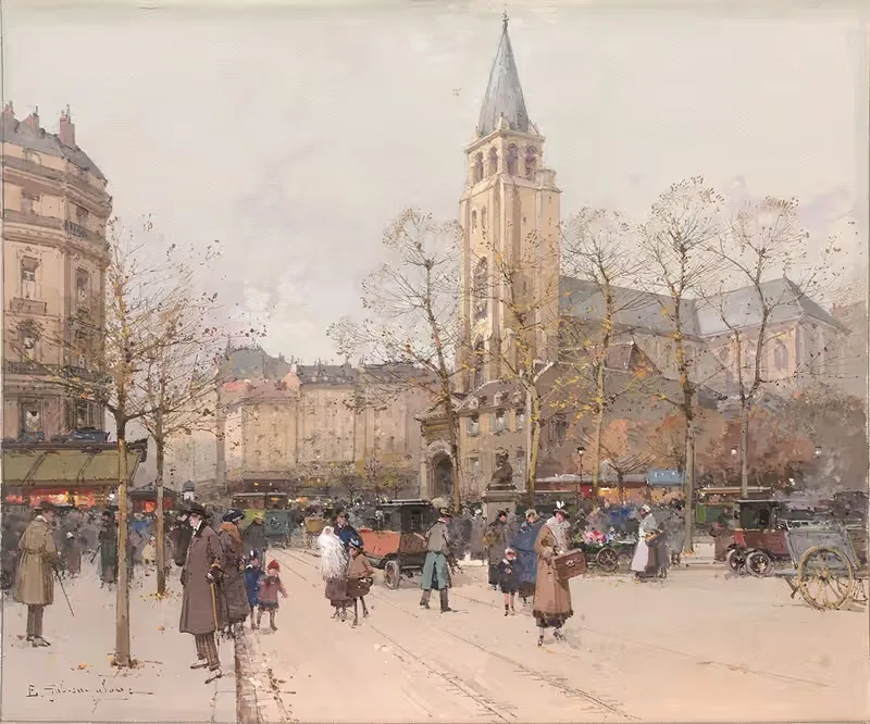 Vue des boulevards à Saint-Germain-des-Prés — Eugène Galien-Laloue