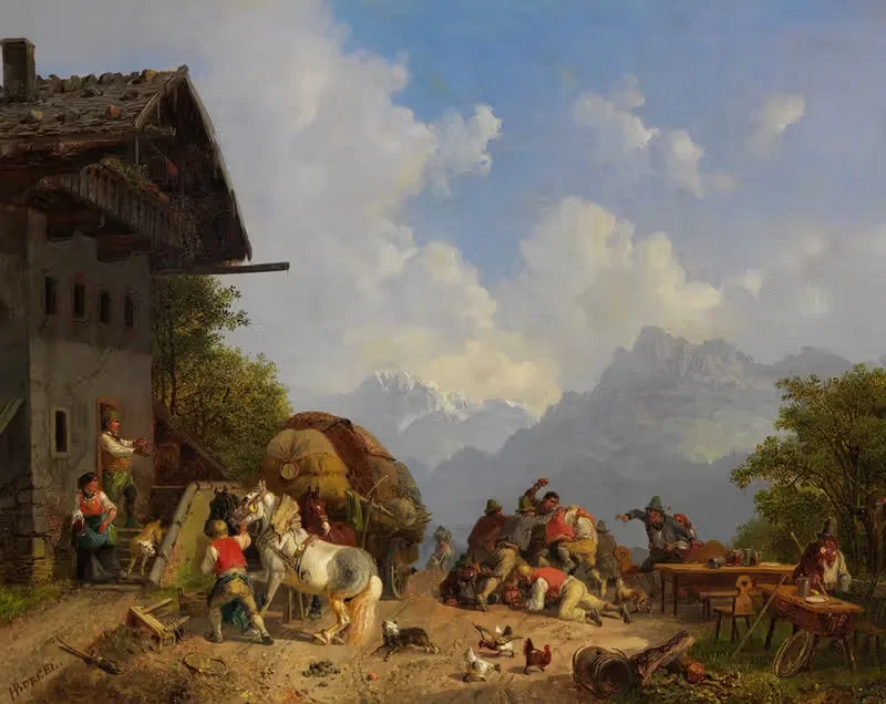 Rauferei vor dem Wirtshaus — Heinrich Bürkel