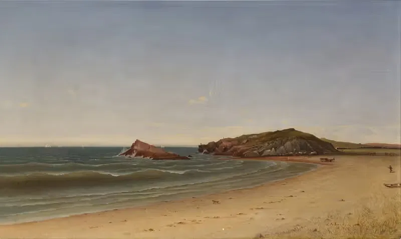 On the Beach, Newport (Spouting Rock Beach) — James Augustus Suydam
