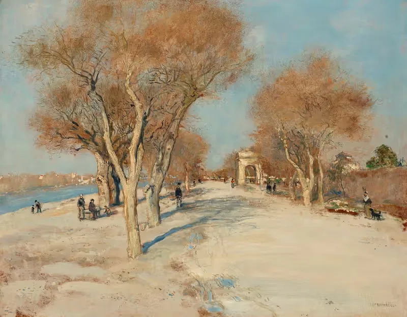 Bord de Seine; la route ensoleillée — Jean François Raffaëlli