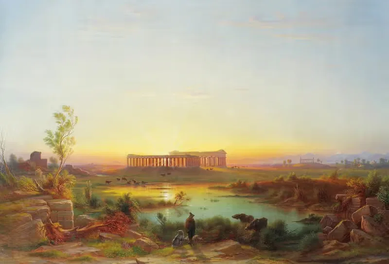 Вид на Пестум by Иоганн-Рудольф Бюльман, 1872 — digital art print download