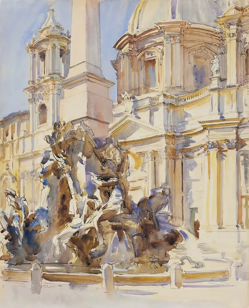 Piazza Navona, Rome by John Singer Sargent, 1906 — digital art print download