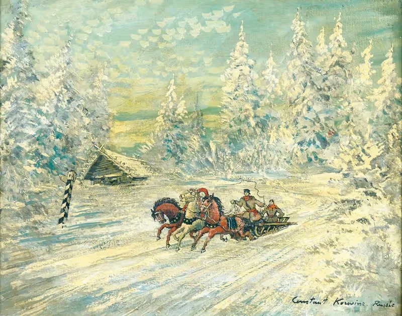 Тройка в снегу by Константин Алексеевич Коровин — digital art print download
