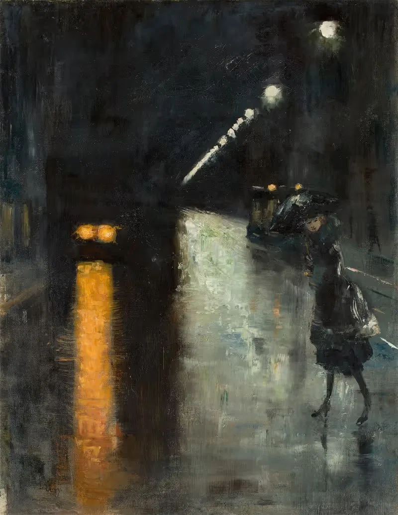 Nächtliche Straßenszene, Berlin — Lesser Ury