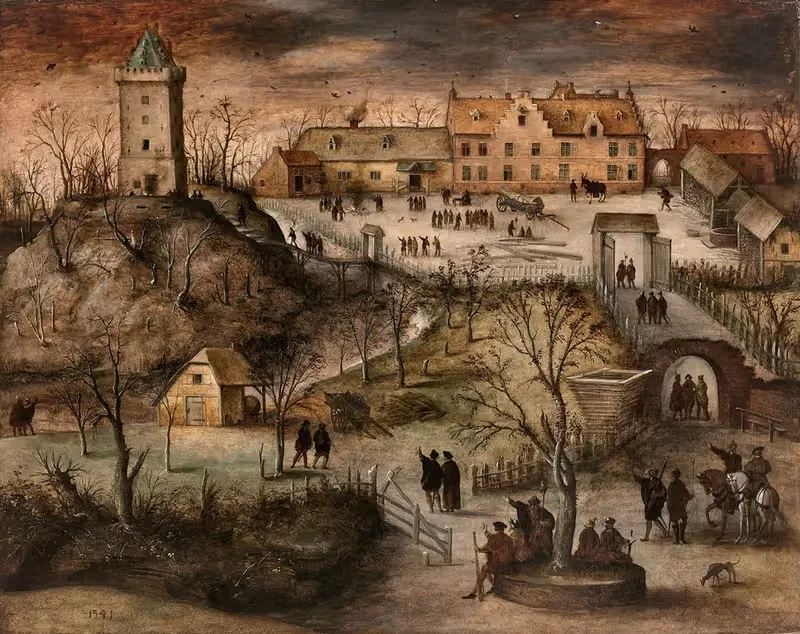 Place forte dans un paysage d'hiver — Lucas Gassel