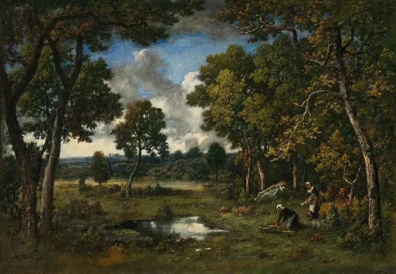 La bas d'apremont, deux bûcheronnes près de deux mares — Narcisse-Virgile Diaz de La Peña