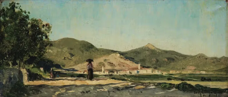 Paysanne sur un chemin en Provence — Paul-Camille Guigou