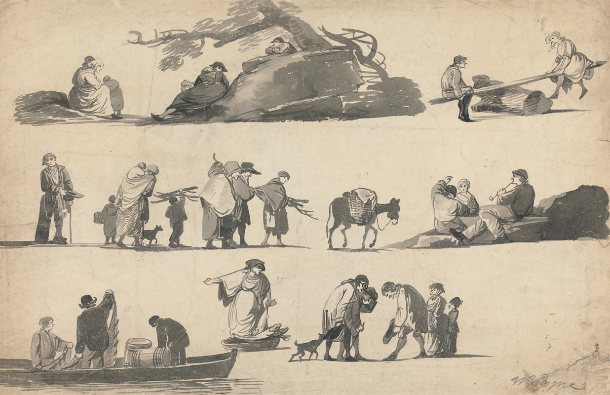 Sheet of Figure Sketches — William Payne