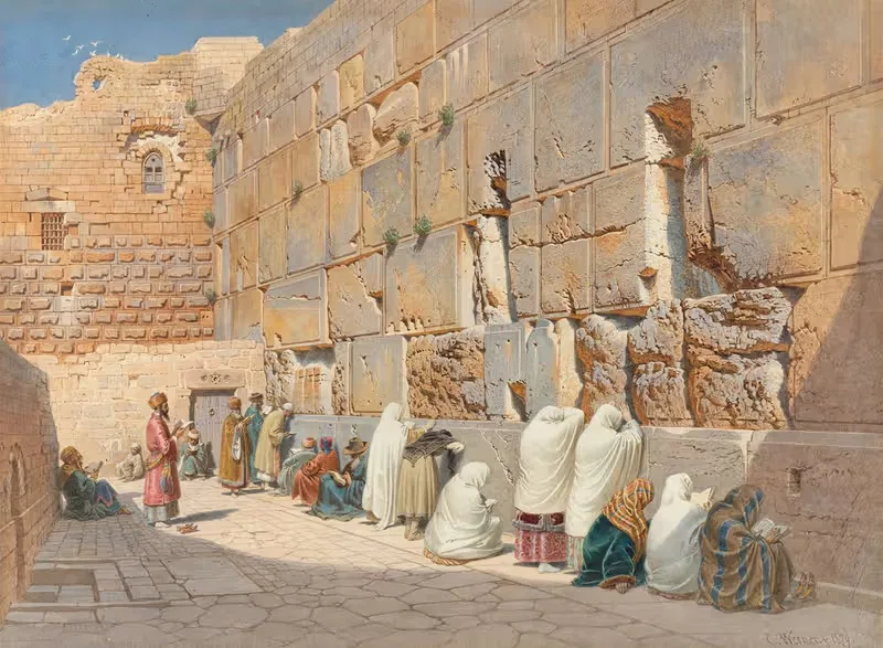 The Wailing Wall in Jerusalem by Carl Friedrich Heinrich Werner, 1879 — digital art print download