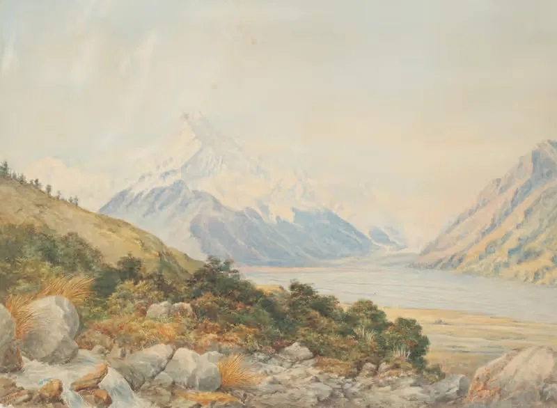 Гора Кук из долины Тасман by Шарль Десимус Барро, 1891 — digital art print download