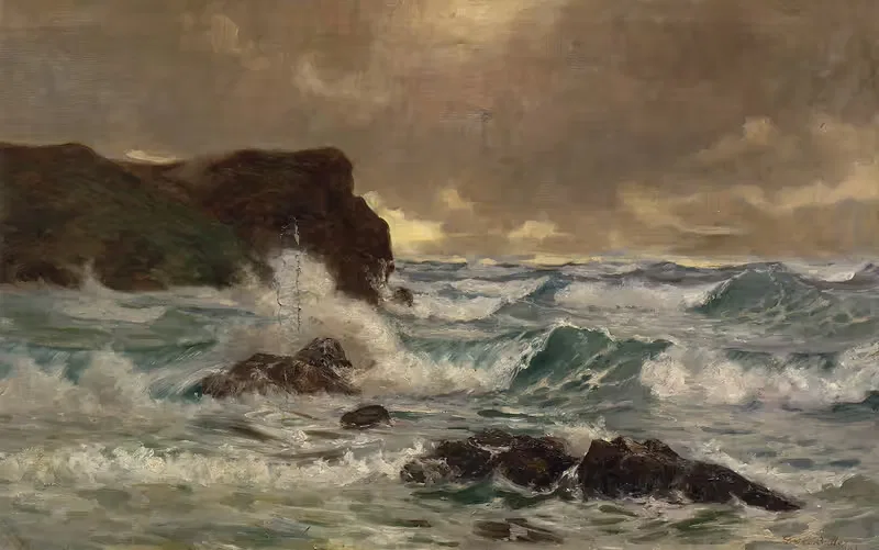 Сильное море у Моэракки by Джордж Эдмунд Батлер, 1903 — digital art print download