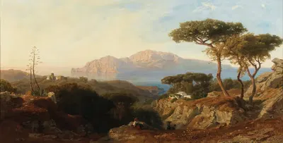Вид на Капри из Массы by Карл Линдеманн-Фроммель, 1865 — digital art print download