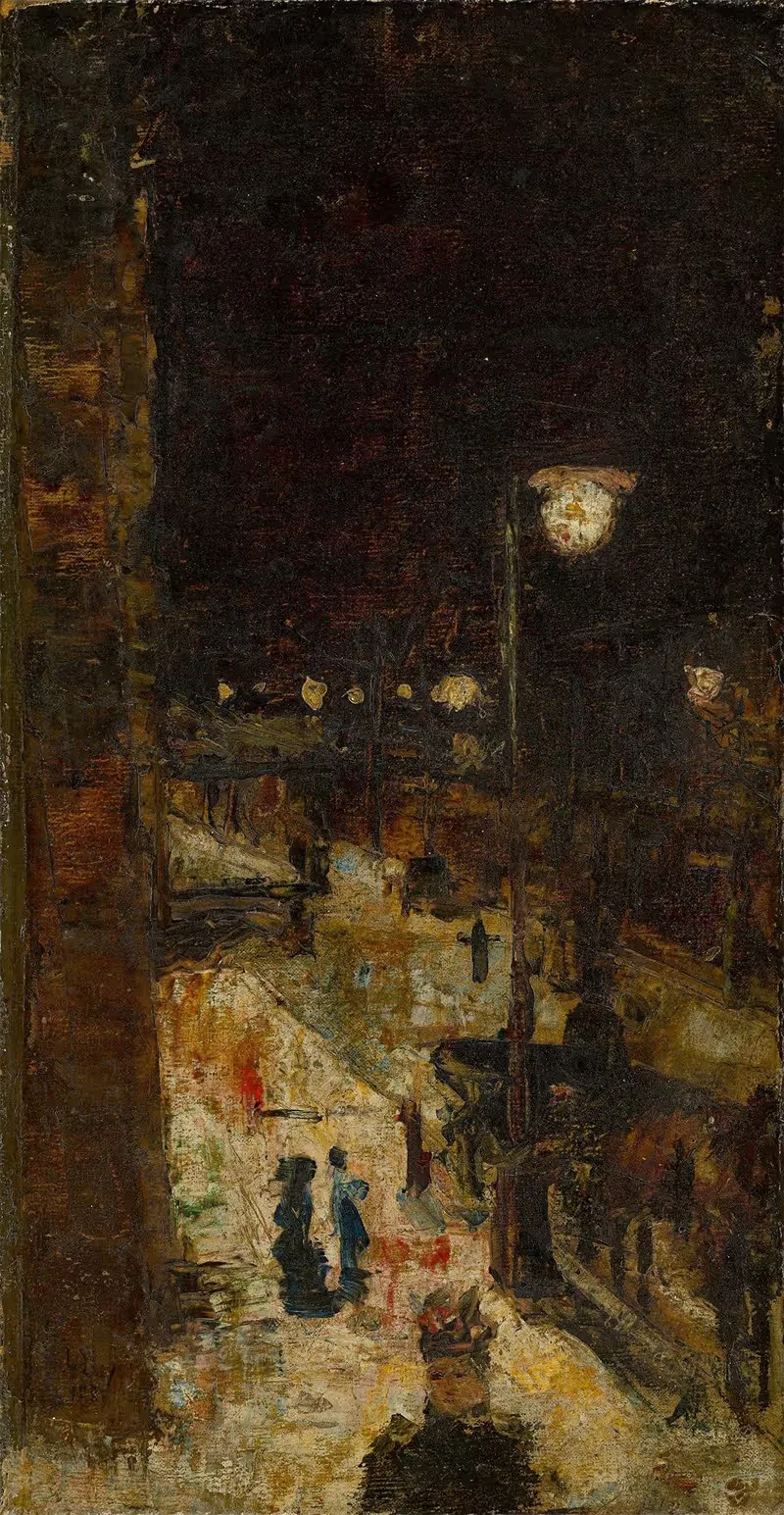 Берлинская улица ночью by Лессер Ури, 1889 — digital art print download