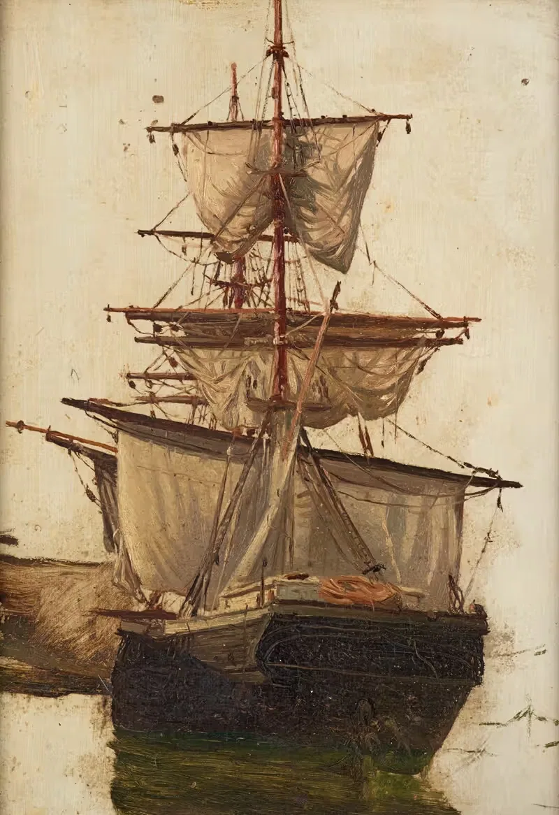 Sketch of a sailing ship no. 1 — Petrus van der Velden